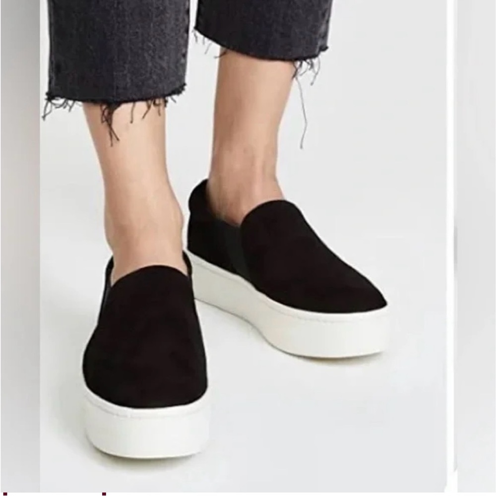 Vince Shoes Womens 36.M Warren Slip On Sneakers Black Fabric Casual Platform